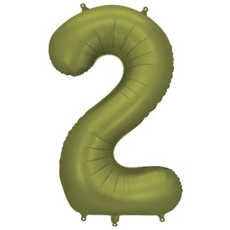 1 Ballon XXL - Zahl 2 - Olive