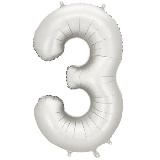 1 Ballon XXL - Zahl 3 - Silver
