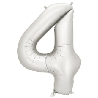 1 Ballon XXL - Zahl 4 - Silver