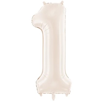 1 Ballon XXL - Zahl 1 - Light warm grey