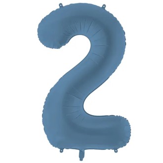 1 Ballon XXL - Zahl 2 - Misty Blue