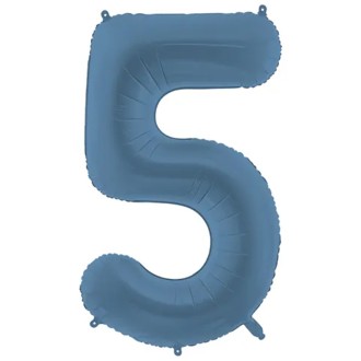 1 Ballon XXL - Zahl 5 - Misty Blue