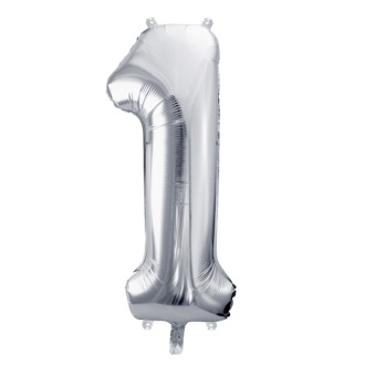 1 Balloon XL - Zahl 1 - Silber