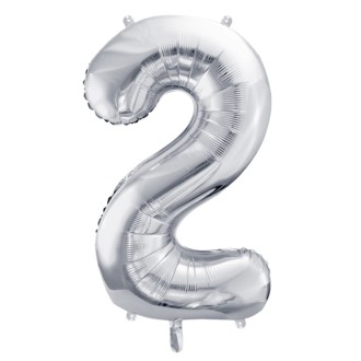 1 Balloon XL - Zahl 2 - Silber