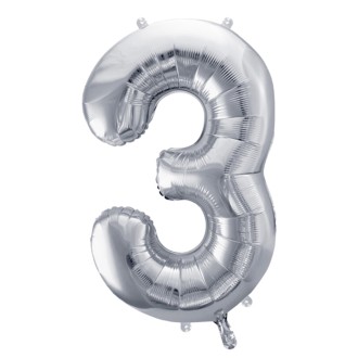 1 Balloon XL - Zahl 3 - Silber