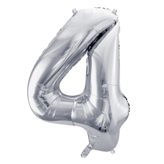 1 Balloon XL - Zahl 4 - Silber