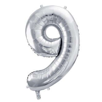 1 Balloon XL - Zahl 9 - Silber