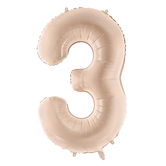 1 Balloon XL - Zahl 3 - Dunkelbeige
