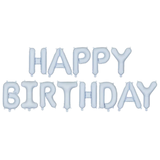 1 Ballon - Schriftzug - Happy Birthday - Hellblau