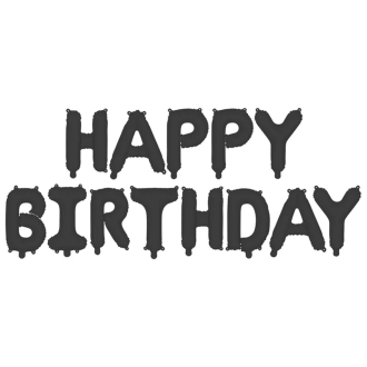1 Ballon - Schriftzug - Happy Birthday - Schwarz