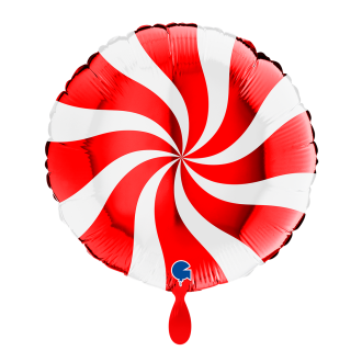 1 Balloon - Swirly - White-Red