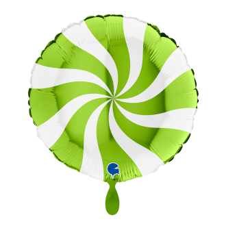 1 Balloon - Swirly - White-Lime Green