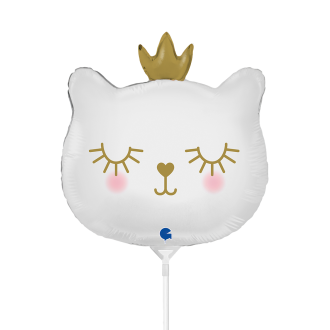 10 Miniballoons Airfilled - Cat Princess - White (Unverpackt)