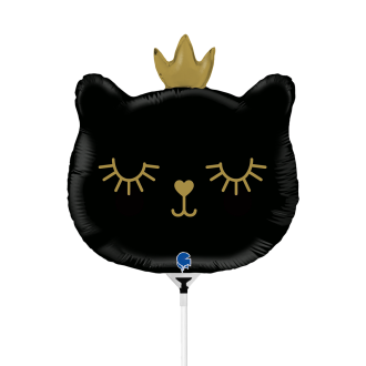 10 Miniballoons Airfilled - Cat Princess - Black (Unverpackt)