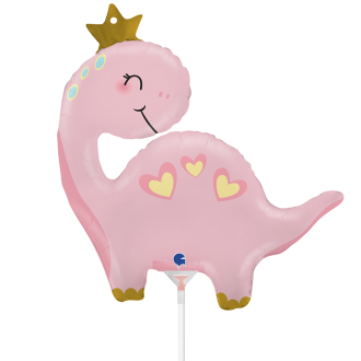 10 Miniballoons Airfilled - Pink Dino (Unverpackt)