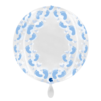 1 Balloon 4D XXL - Globe - Transparent Blue Footprint
