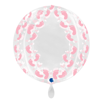 1 Balloon 4D XXL - Globe - Transparent Pink Footprint