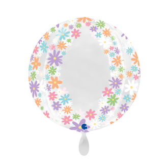 1 Balloon 4D XXL - Globe - Transparent Colorful Daisies