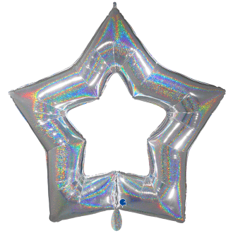 1 Balloon XXL - Linky Star - Glitter Silver