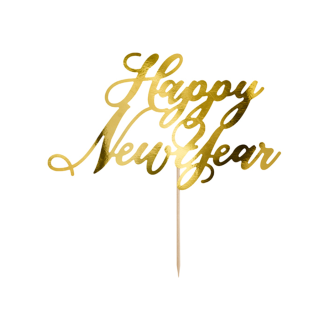 1 Cake Topper - Happy New Year - Gold