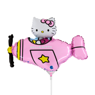 10 Miniballoons Airfilled - Hello Kitty Airplane Pink (Unverpackt)