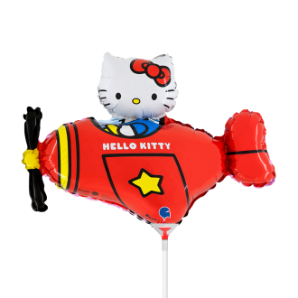10 Miniballoons Airfilled - Hello Kitty Airplane Red (Unverpackt)