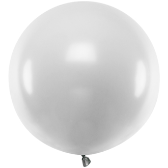 1 Riesenballon - Ø 1m - Metallic - Silver Snow