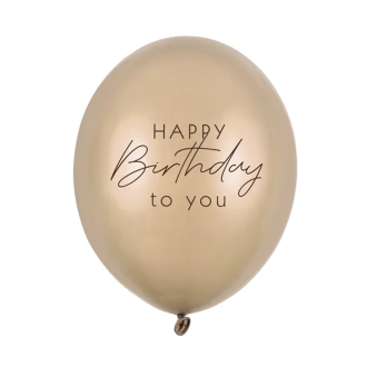 6 Motivballons - Ø 30 cm - Happy Birthday to you - Metallic Cold Gold