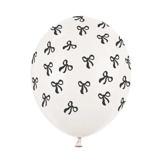 6 Motivballons - Ø 30 cm - Schleifen - Pastell Off-White