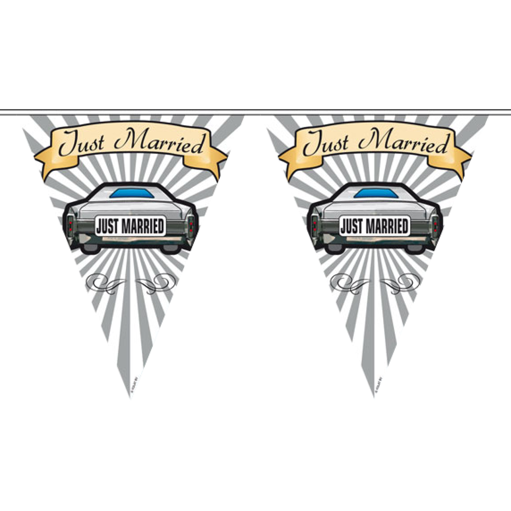 Just Married Wimpelkette - Vintage Hochzeitsdeko Mit Herz, 2m Lang